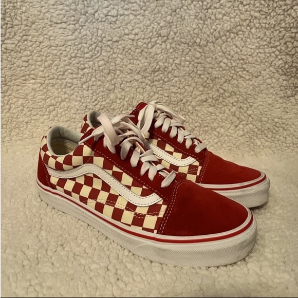 Old Skool Red Checkerboard Vans Mens 7.5 - Picture 1 of 6